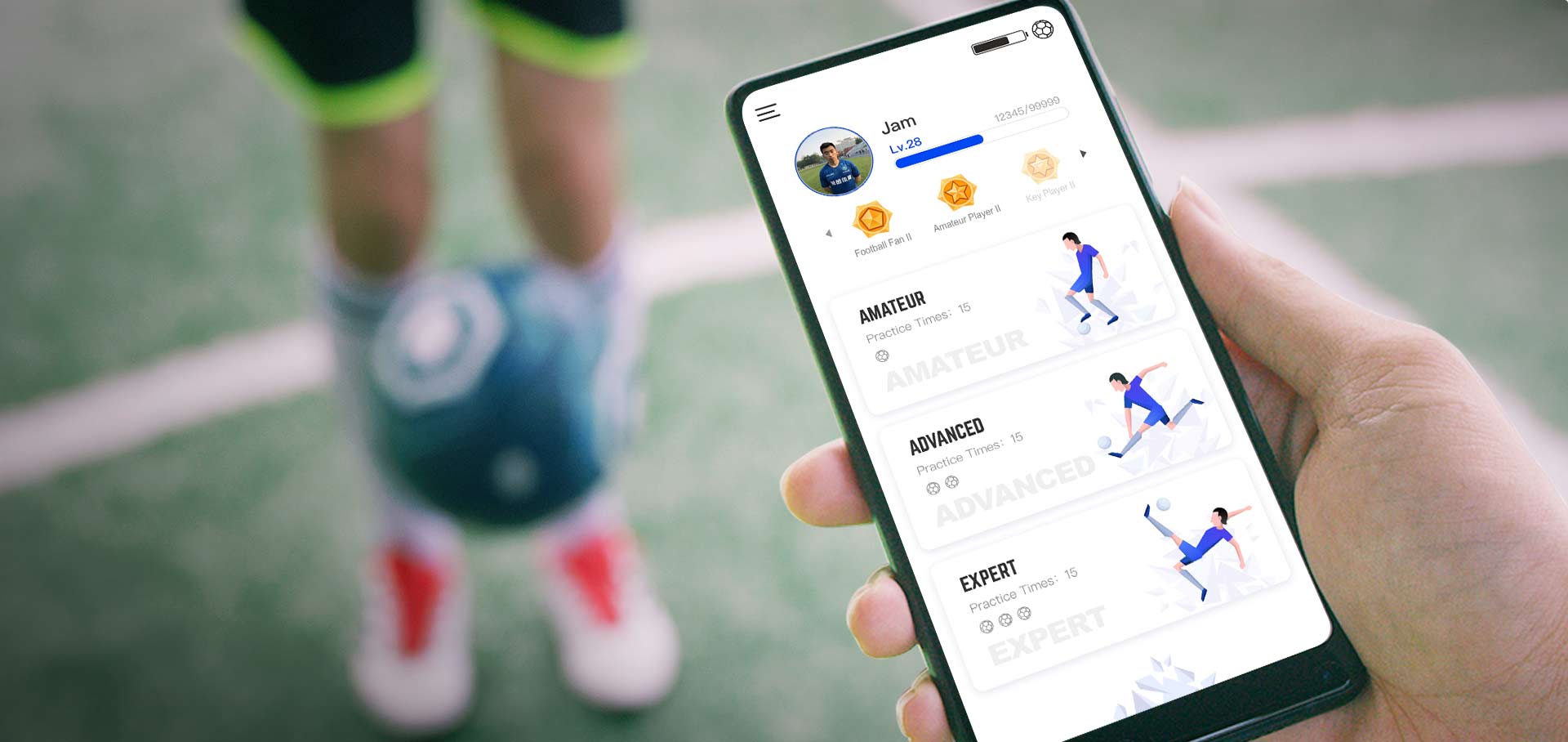 Player train with smart ball and drills in INSAIT JOY app.