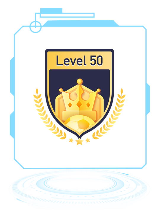 INSAIT JOY app gamified player level system showing Level 50 milestone based on consistent soccer training data.